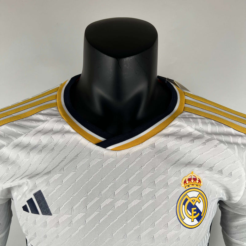 Camisa Manga Longa Real Madrid 23-24 Versão Jogador Home Masculino