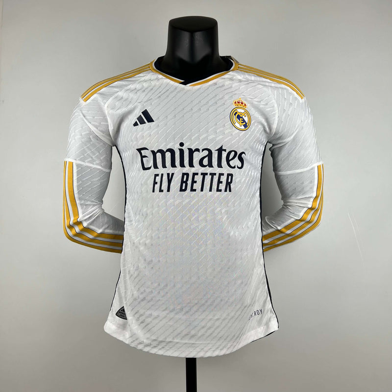 Camisa Manga Longa Real Madrid 23-24 Versão Jogador Home Masculino