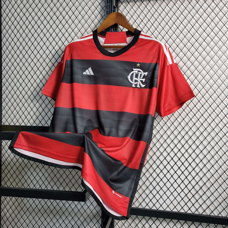 Camisa Flamengo I 23/24 Torcedor Adidas Masculina - Vermelho + Preto