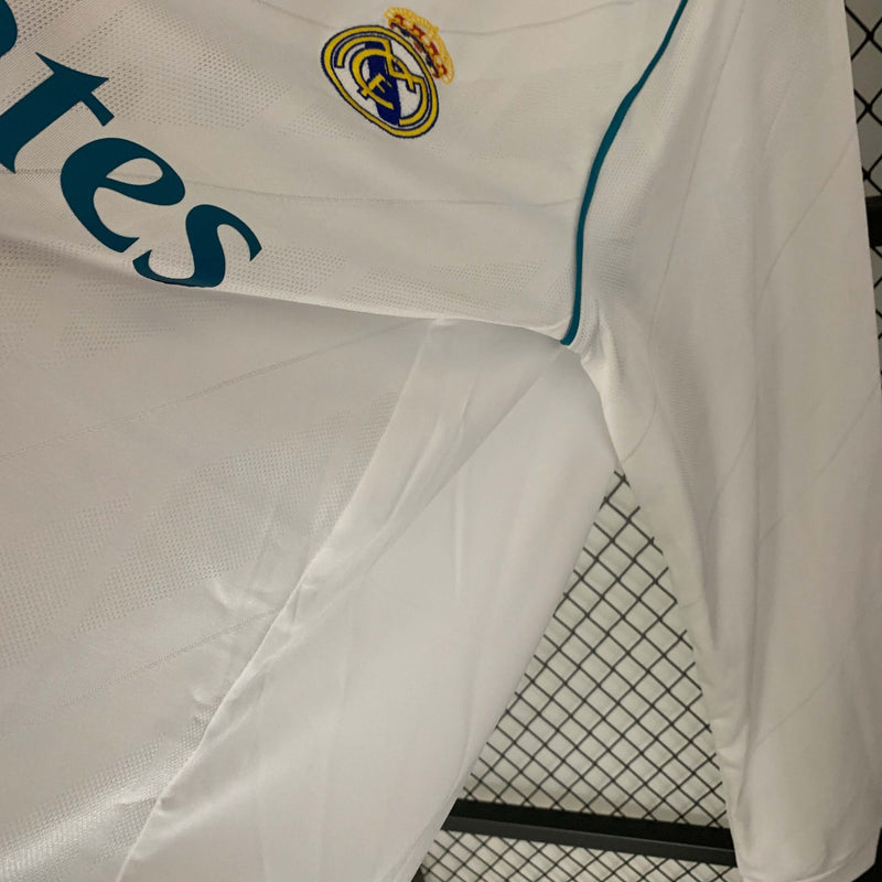 Camisa Manga Longa Retrô Real Madrid 17/18 Home Masculina