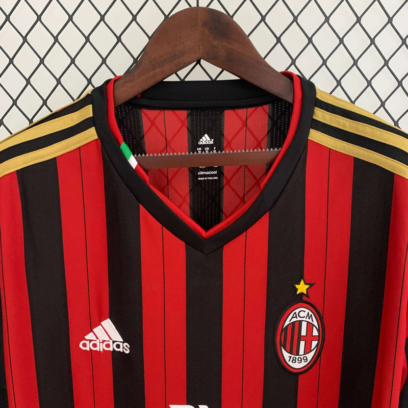 Camisa Manga Longa Retrô 13/14 AC Milan Home Masculina