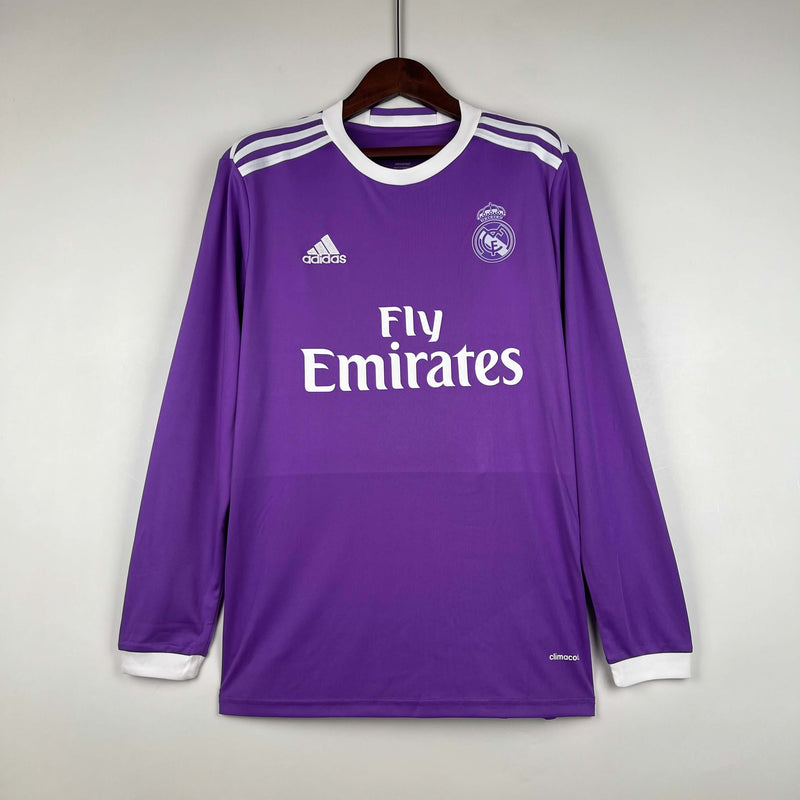 Camisa Manga Longa Retrô Real Madrid 16/17 away Masculina