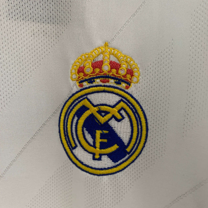 Camisa Manga Longa Retrô Real Madrid 17/18 Home Masculina