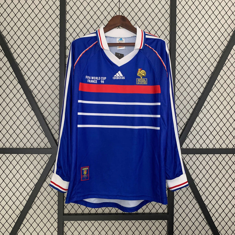 Camisa Manga Longa Retrô França 1998 Home Masculina