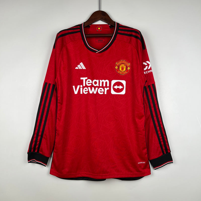 Camisa Manga Longa Manchester United 23/24 Home Masculina