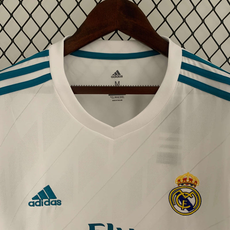 Camisa Manga Longa Retrô Real Madrid 17/18 Home Masculina